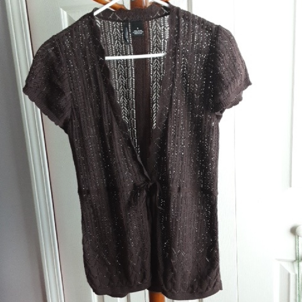 New Directions Dark Brown Knit Blouse